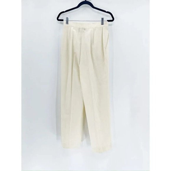 Urban Outfitters Fundamental Things Casual Pants Women Size 12 Cream 90s Pleated - Picture 2 of 5